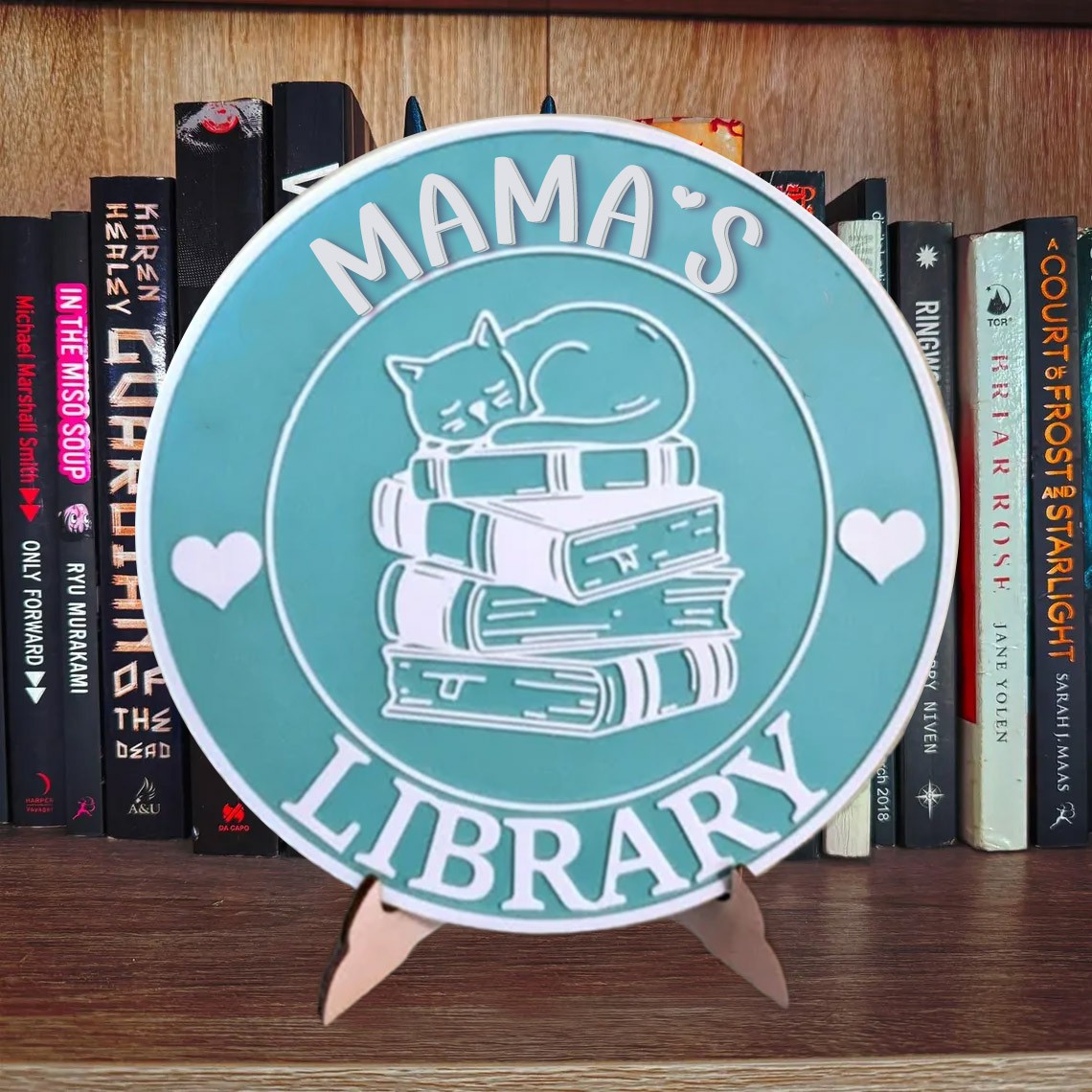 Personalized library Sign shelf decoration for mom, wife, daughter.Mother's Day Gift