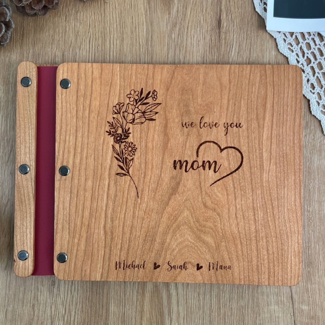 Personalized Mother's Day Book Mother's Day Gift Custom Scrapbook Photo Album Cover with Engraved，Gift from daughter