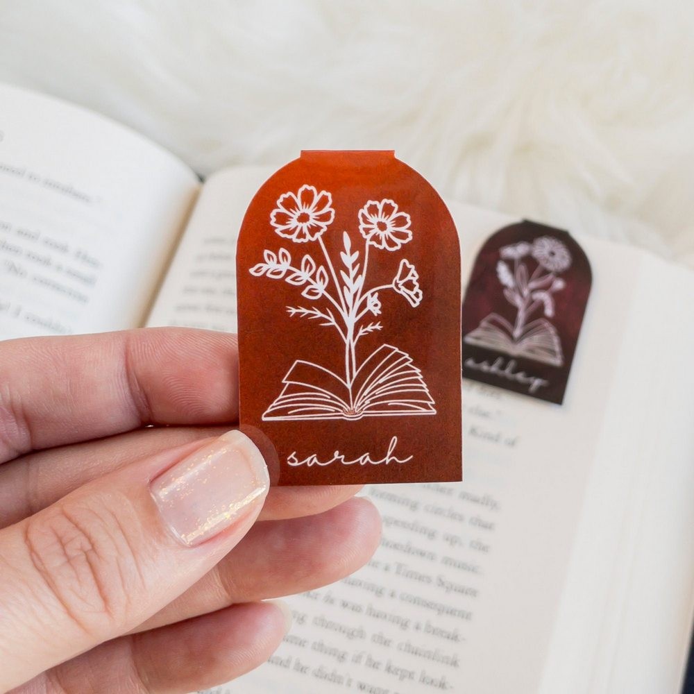 Custom Leather Magnetic Bookmark with Birth Flower,Name Leather Book Mark for Him/Her