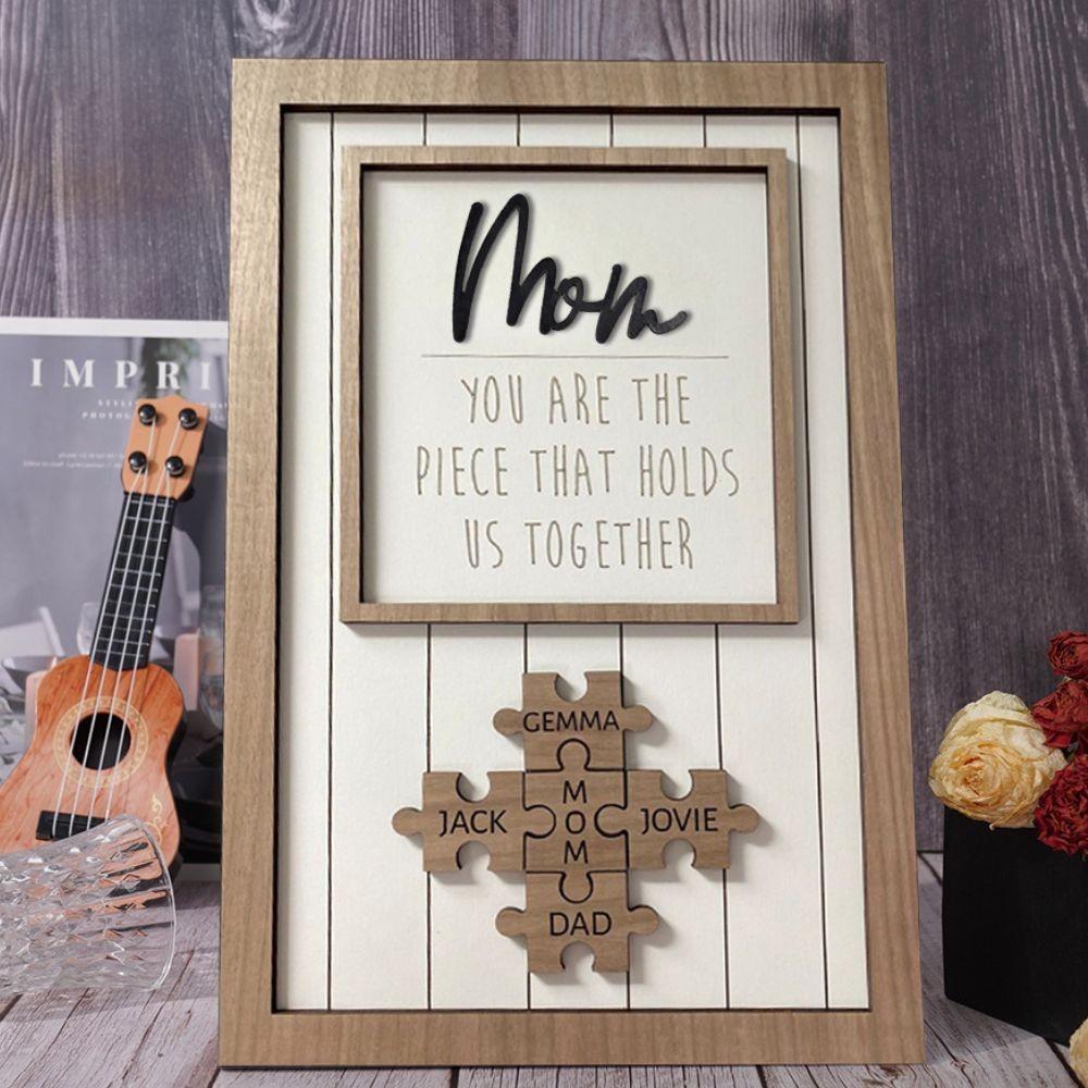Personalized Mother's Day Wood Puzzle Sign, You are the Piece that Holds us Together