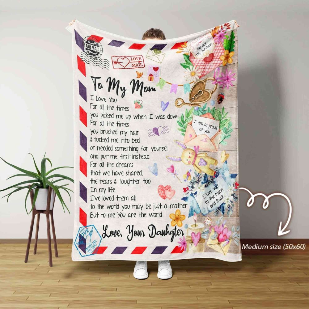 Mother's Day Gifts - Gifts for Mom - Personalized Mom Blanket - Letter to Mom.