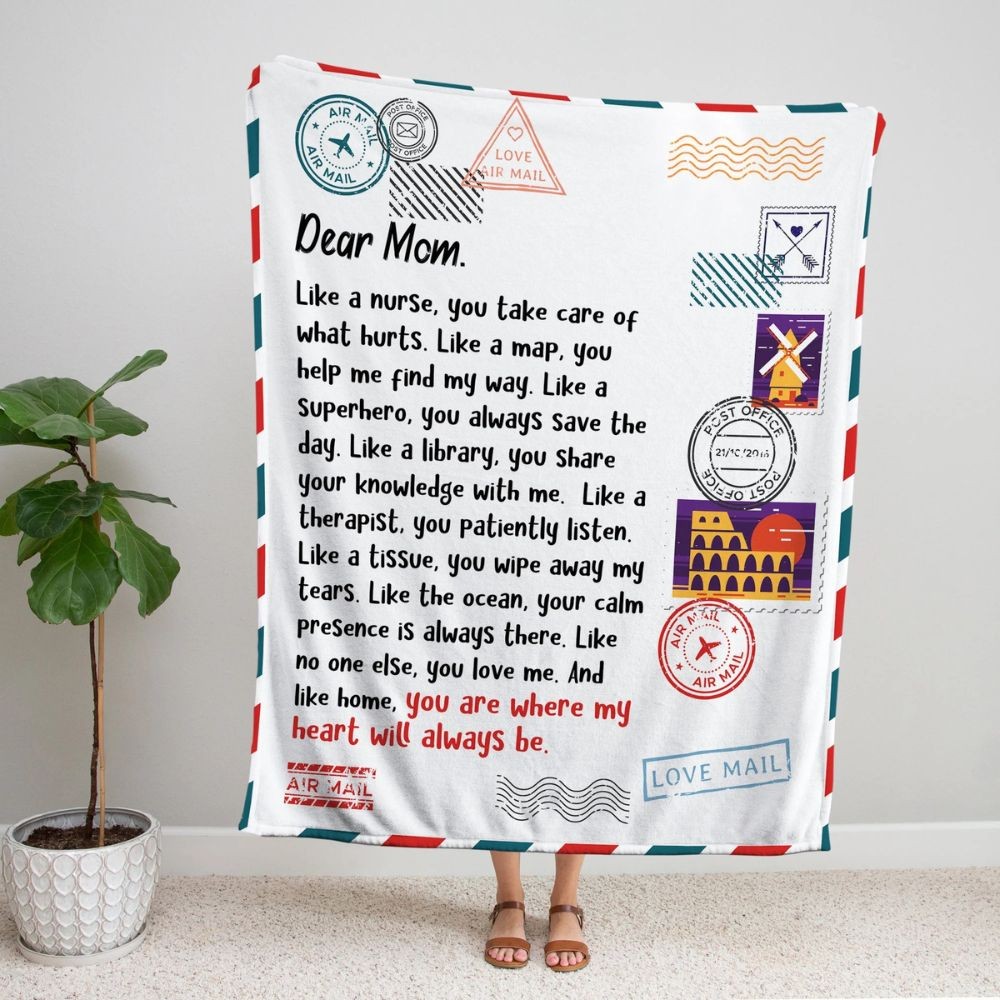 Mother's Day Gifts - Gifts for Mom - Personalized Mom Blanket - Letter to Mom.