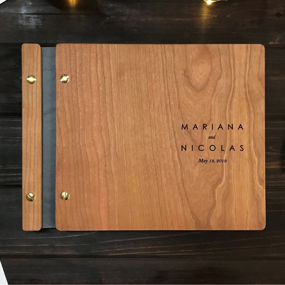 Wooden Personalized Photo Album, Wedding Polaroid Guest Book,Engagement Party,Valentines Gift