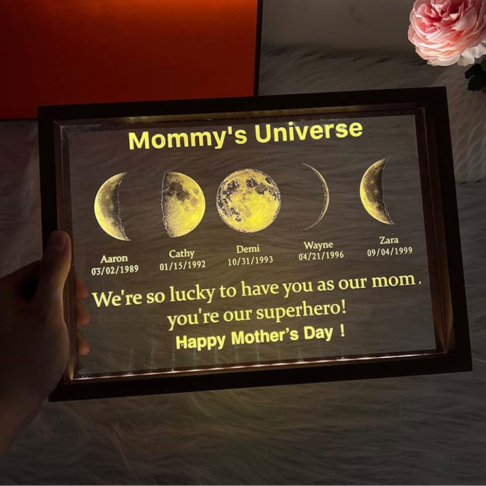 Custom Mommy's Universe Light Frame with Kid's Name Birthdate