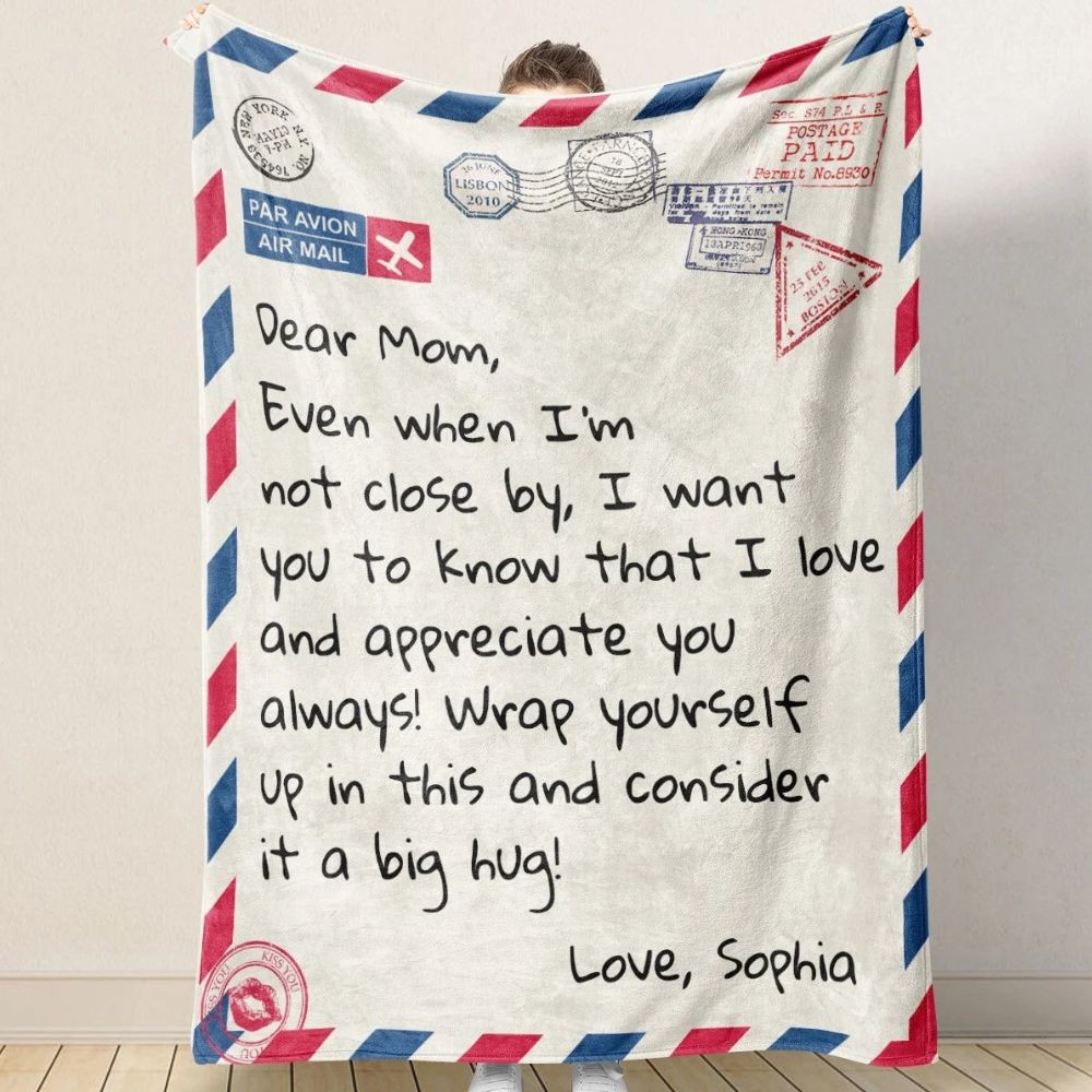 Mother's Day Gifts - Gifts for Mom - Personalized Mom Blanket - Letter to Mom.