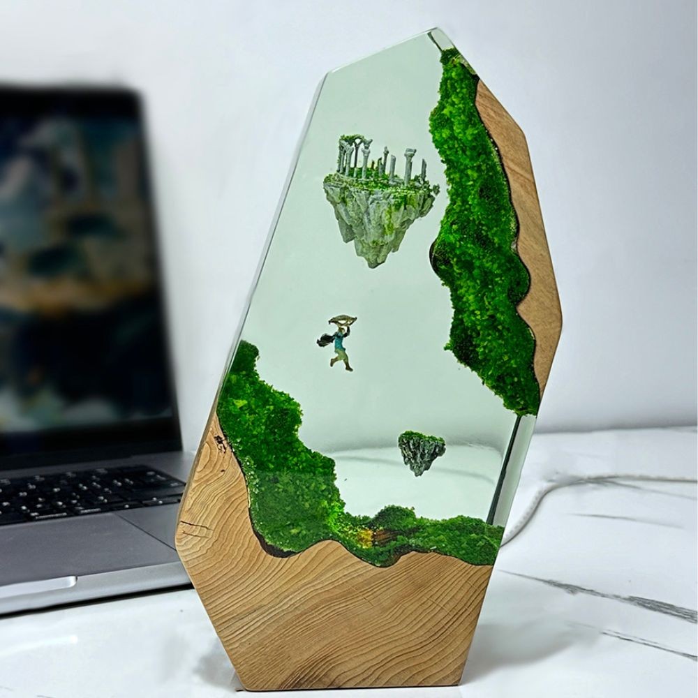 Master Sword Flower Night light - Resin Wood Desk Decor, Gaming Decor, Gift For Her or Him
