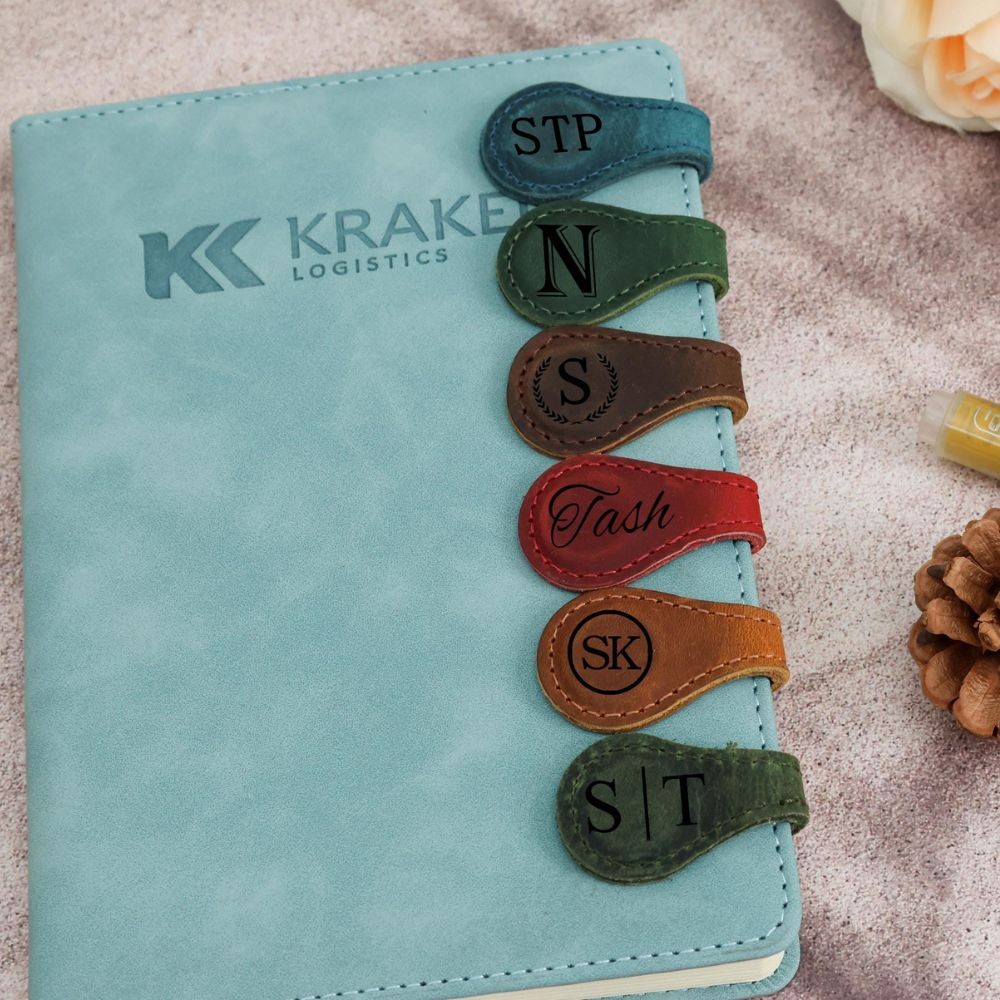 Engraved leather bookmark magnetic gift for book lovers gift