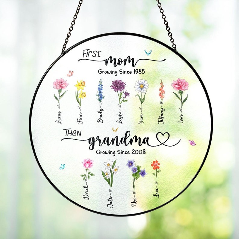Mother's Day Gifts for Grandma with Grandkids Birth Flower.
