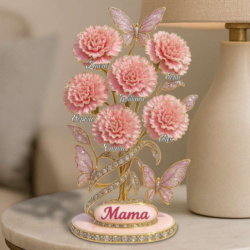 Personalized Mother's Day Gift, Carnation Flower Plaque, Gift For Mom Acrylic Plaque, Grandma Gift, Flower Decoration