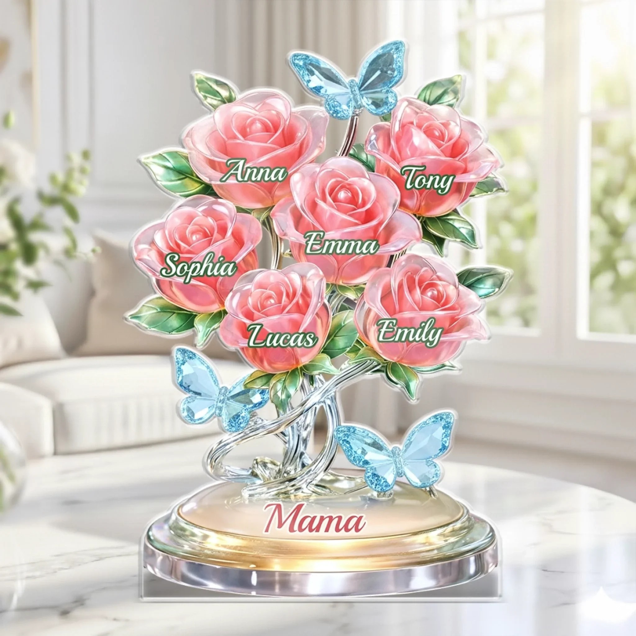 Custom Acrylic Plaque - Personalized Mother's Day Birthday Gifts For Mom, Grandma - A Family Bouquet, Forever Fresh