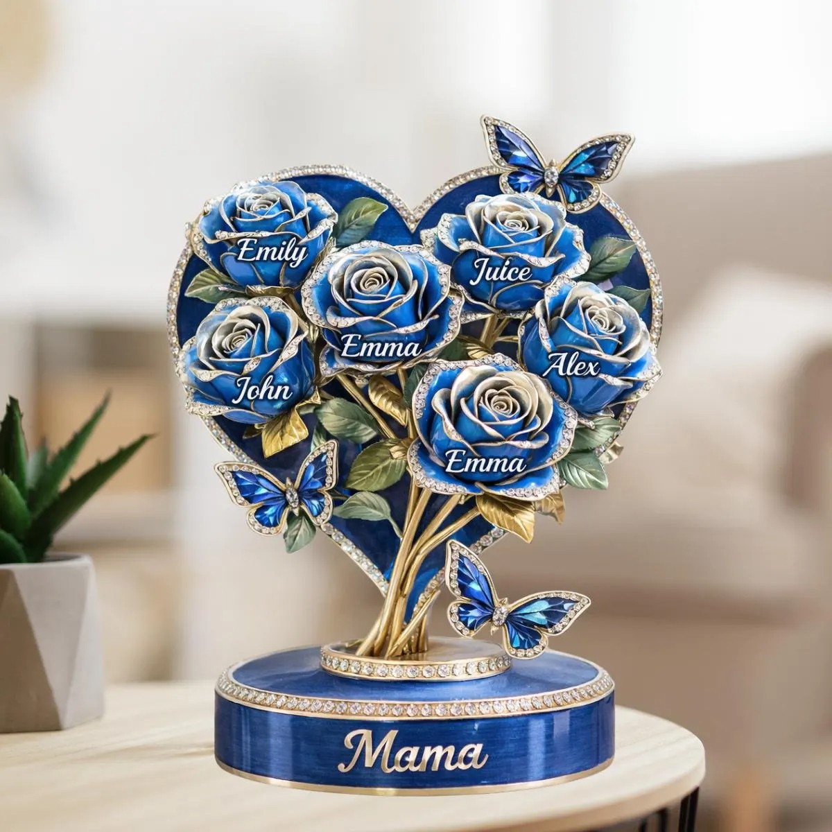 Personalized Mom Gift, Custom Family Rose Tree Acrylic with Names, Butterfly Flower Decor for Mother’s Day Gift Decor Home, Gift Mom, Mimi