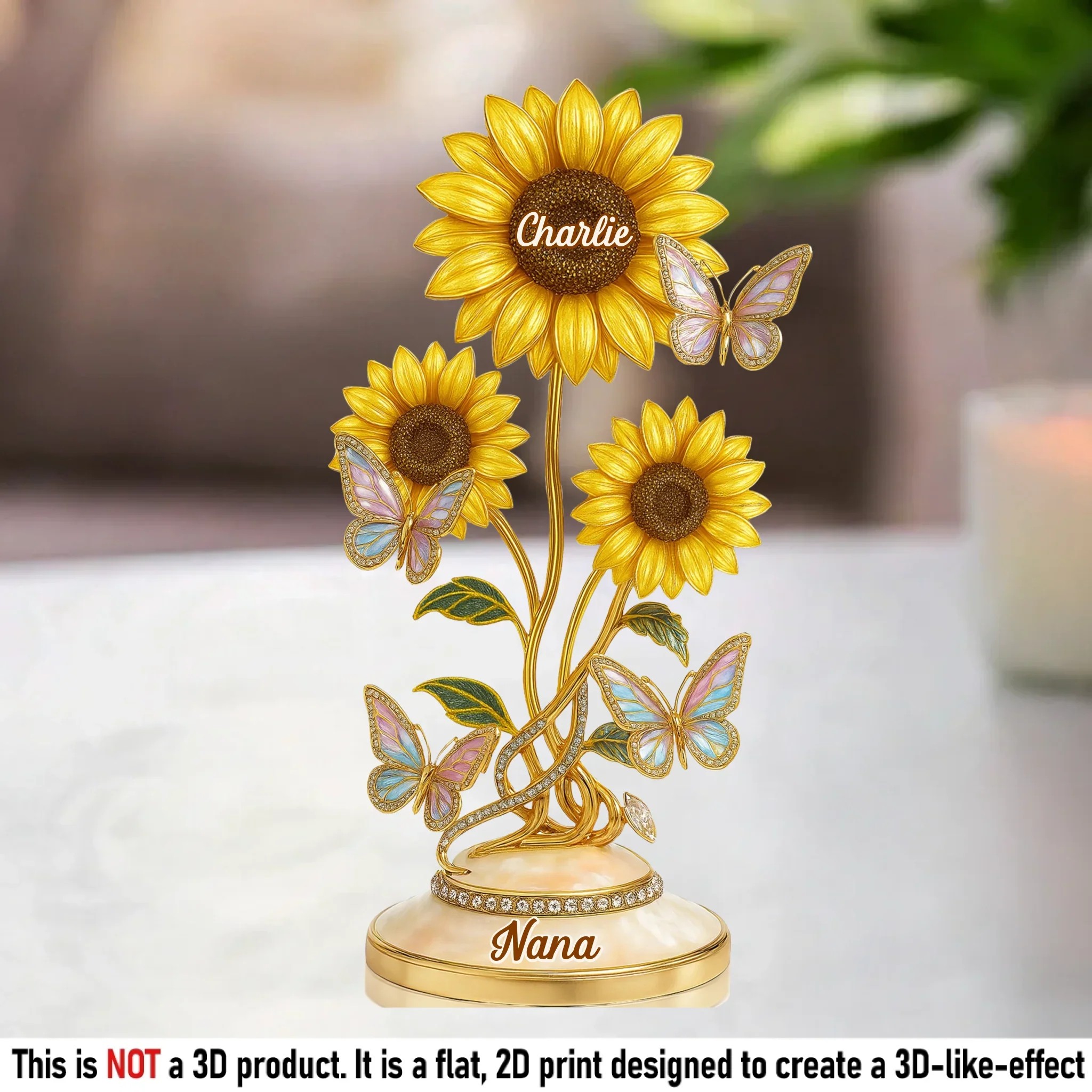 Her Love, Her Sunflowers - Family Personalized Custom Acrylic Plaque Custom Shape - Mother's Day, Gift For Mom, Grandma