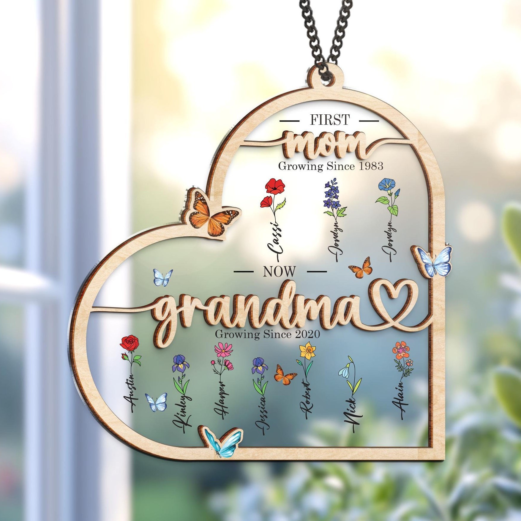 Mother's Day Gifts for Grandma with Grandkids Birth Flower.