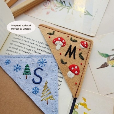 Personalized Hand Embroidered Corner Bookmark,Xmas Gifts