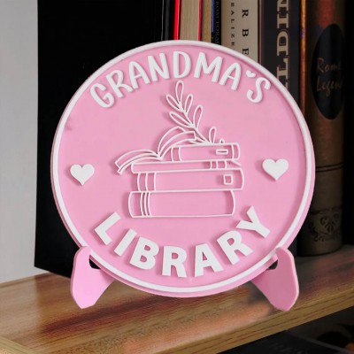 Personalized library Sign shelf decoration for mom, wife, daughter.Mother's Day Gift