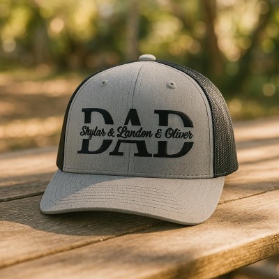 Personalized Dad Hat Custom Trucker Hat With Kids Names Embroidered Father's Day Gift For Dad