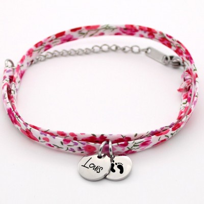 Personalized bracelet in liberty cord ,First name bracelet, Birth gift, mom mimi Mother's day