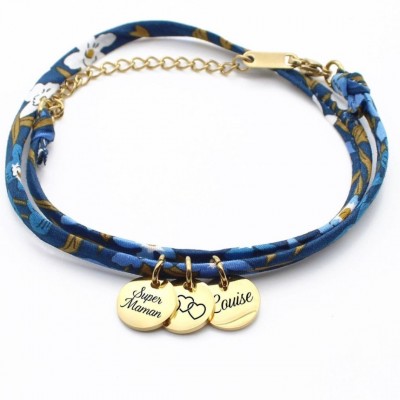 Personalized bracelet in liberty cord ,First name bracelet, Birth gift, mom mimi Mother's day