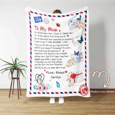 Mother's Day Gifts - Gifts for Mom - Personalized Mom Blanket - Letter to Mom.
