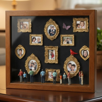 Mini Museum Silhouette Box with Photo,Keep Mom's Memory.