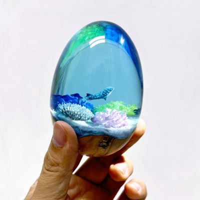 Whale shark Egg, Ocean Desk Decoration, Ornaments for Room,Nautical Resin Wood Home Decor, Valentines Gift