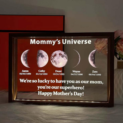 Custom Mommy's Universe Light Frame with Kid's Name Birthdate