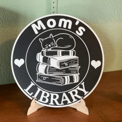 Personalized library Sign shelf decoration for mom, wife, daughter.Mother's Day Gift