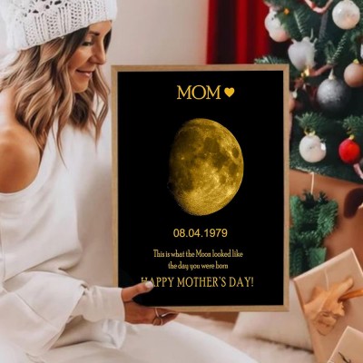 Custom Moon Phase Wood Photo Sign For Mother's Day Gift.