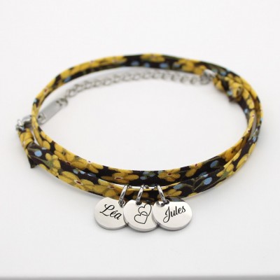 Personalized Liberty Cord Bracelet, Mom、Nana Bracelet,  Birth Gift, Bridesmaid Jewel,  Mother'sDay Personalized Gift