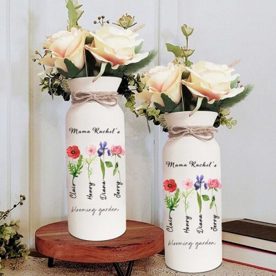 Personalized Birth Month Flower Vase with Grandkids Names, Mother's Day Gift