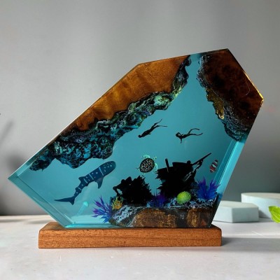 Fire Dragon and Ice Dragon Resin wood lamp,3d dragon table lamp,Christmas Gifts，Valentine's gift