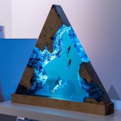 SCUBA DIVER Epoxy Lamp,Personalized Night Light