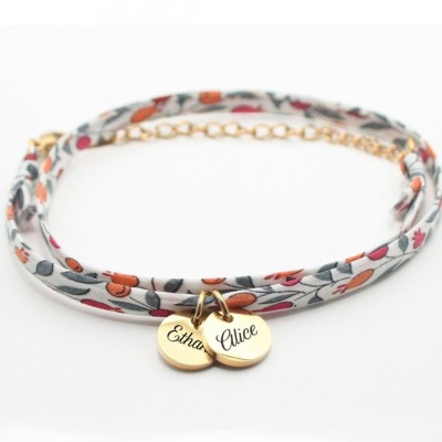 Personalized bracelet in liberty cord ,First name bracelet, Birth gift, mom mimi Mother's day