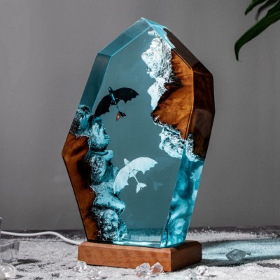 Toothless Night Lights, Toothless and light fury Epoxy lamp Table Lamp HTTYD night lamp