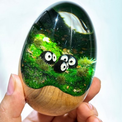 Soot Sprites Enchanted Resin Egg, Soot gremlins Desk Decor, Desk Accessories, Gift for anime fans
