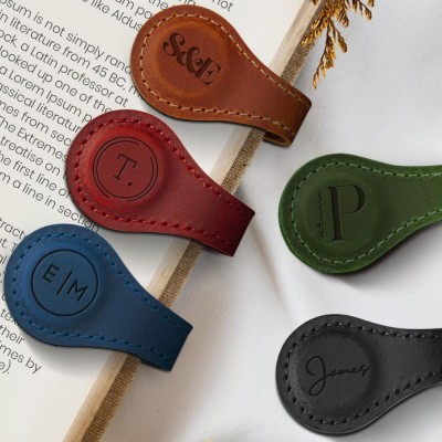 Engraved leather bookmark magnetic gift for book lovers gift