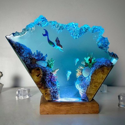 Mermaid Resin epoxy lamp,Unique Decor Gift,Christmas Gift,Father's day gift,gift for him,valentine's gift