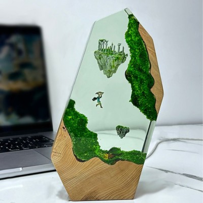Master Sword Flower Night light - Resin Wood Desk Decor, Gaming Decor, Gift For Her or Him