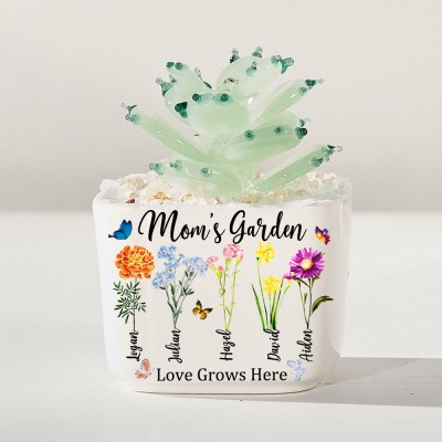 Personalized Birth Month Flower Pots with Grandkids Names, Mother's Day Gifts.