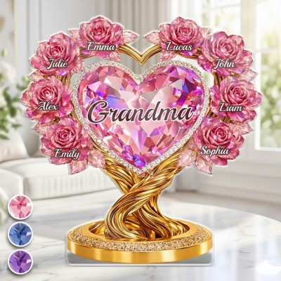 Custom Acrylic Plaque - Personalized Mother's Day Gifts For Mom, Grandma - Grandma Love Never Ends