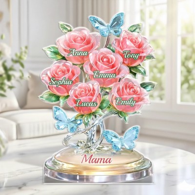 Custom Acrylic Plaque - Personalized Mother's Day Birthday Gifts For Mom, Grandma - A Family Bouquet, Forever Fresh