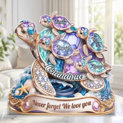 Custom Turtle Acrylic Plaque - Personalized Mother's Day Birthday Gifts For Mom, Grandma - A Journey Held By Love