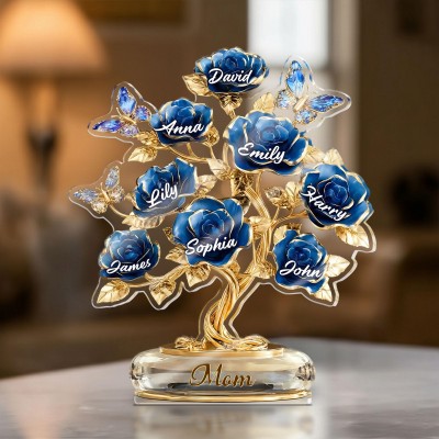 Custom Family Tree Acrylic Block, Gift for Mom, Grandma, Grandkids Tree Acrylic Sign, Mom Birthday Gift, Grandma Keepsake, Mother Day Gift