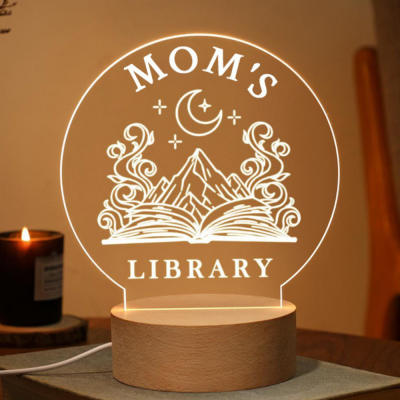 Personalized library Sign shelf decoration for mom, wife, daughter.Mother's Day Gift