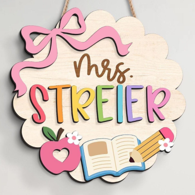 Cute Teacher Door Sign, Back to School Gift.