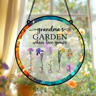 Mother's Day Gifts for Grandma with Grandkids Birth Flower.