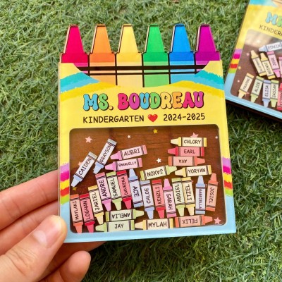 Custom Teacher Crayon Magnet, Crayon Shaker Magnet With Kids Names.